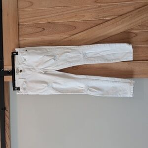 Current/Elliott The Straight Leg Stretch Jeans Sugar Destroy Size 25 Distressed